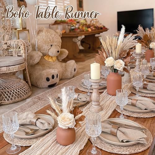 6 Pcs Brown Series Cheesecloth Table Runner 118"