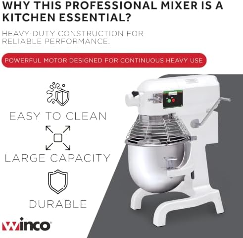 Winco 20 L Commercial-Grade Planetary Mixer with Hub