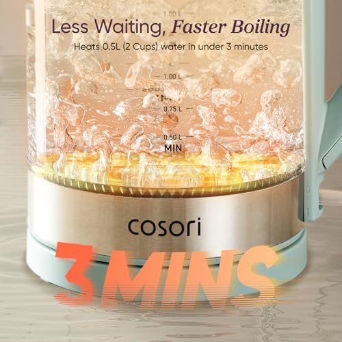 Cosori Electric Kettle, No Plastic Contact with Water, 1.7L, Green - Image 3