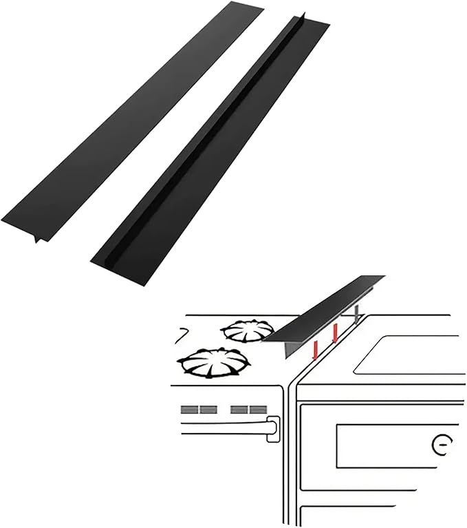 Silicone Stove Gap Covers (2 Pack), Stove Gap Guard, Heat Resistant Oven Gap Filler, Easy Clean,25 Inches, Black