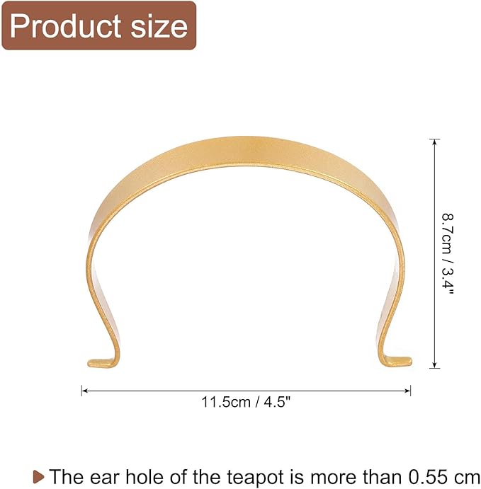 uxcell Metal Tea Pot Handle External Buckle Teapot U-Shape Handle Replacement for Span 3.5-4.5 Inch Ceramic Pottery Teapot Kettle Accessories Supplies, Gold