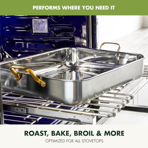 GreenPan Reserve 16” x 13” Tri-Ply Stainless Steel Roasting Pan with Rack