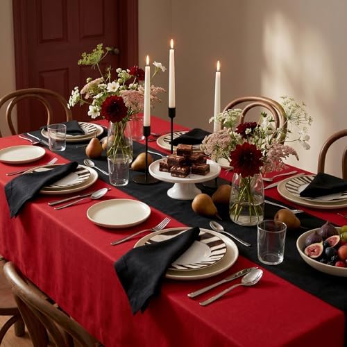 Solino Home 100% Pure Linen Dinner Napkins Black, Fete 20 x 20 in, Set of 4