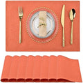 SLKQG Orange Linen Placemats Set of 8 - Heat Resistant & Machine Washable Table Mats for Holiday Dining, Double-Layered Fabric for Family Gatherings - Indoor Outdoor Use (8, Orange)