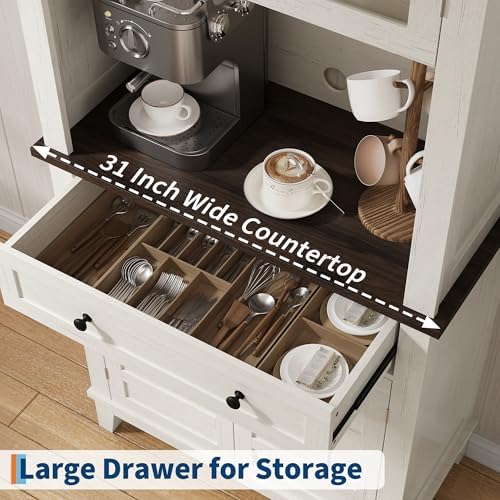 Garvee 72 in Tall Kitchen Pantry Cabinet, White