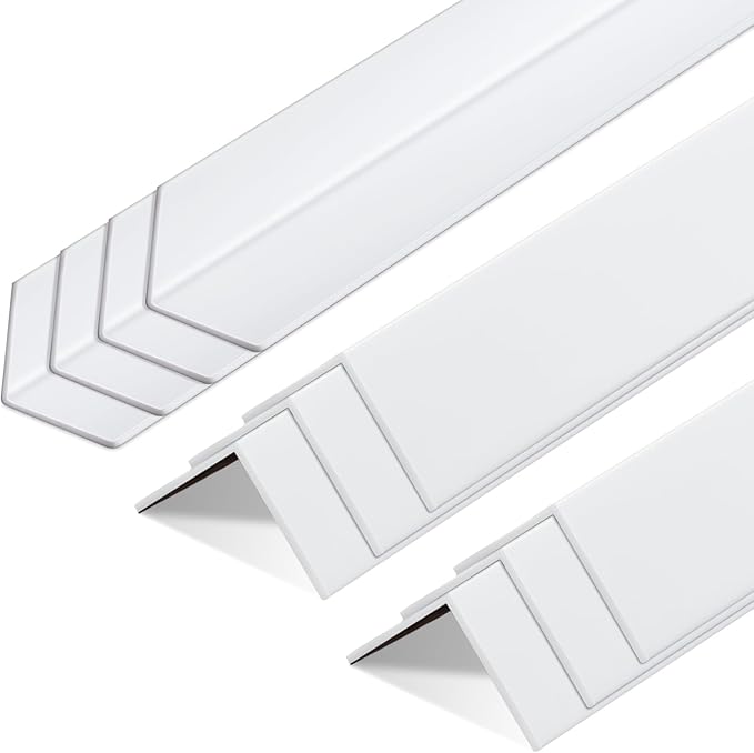Sasylvia 10 Pcs Wall Corner Protector Guards, Avoid Scratching Scuffs, 1 x 36 Inches Vinyl Corner Trim Molding, Ease Install & Cleaning for Door Countertop Furniture Cabinet Protection, White