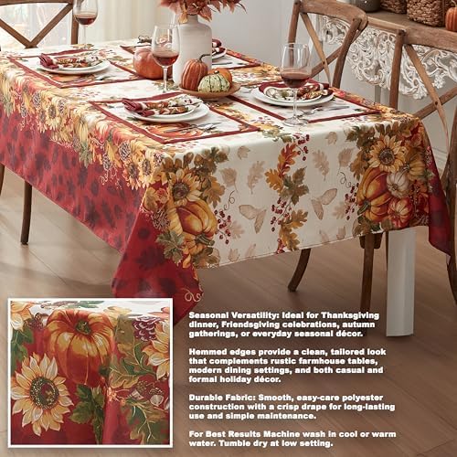 Thanksgiving Autumns Bounty Pumpkin 60 x 120 Inch Rectangle Tablecloth