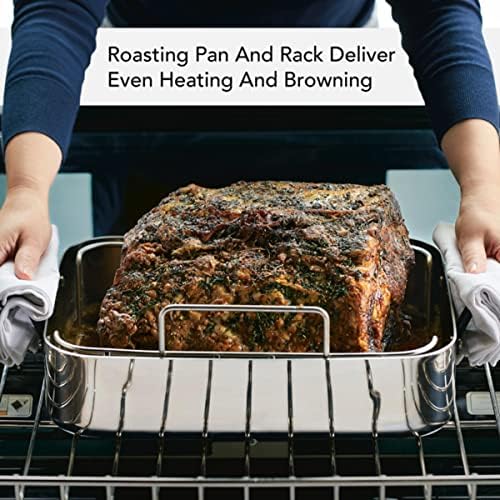 KitchenAid 5-Ply Clad Stainless Steel Roaster with Wire Rack, 15x11.5 inch