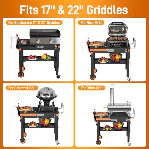 Outdoor Grill Cart - Foldable Grill Table for Blackstone 17"/22" Griddle