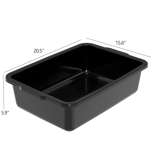 24 L Plastic Commercial Bus Tub, Large Plastic Bus Tub, Black, 4 Packs