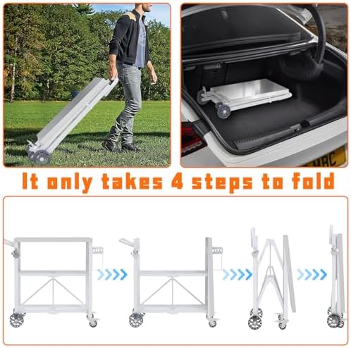Semoprus Folding Grill Table with Storage Rack, Stainless Steel Grill Cart