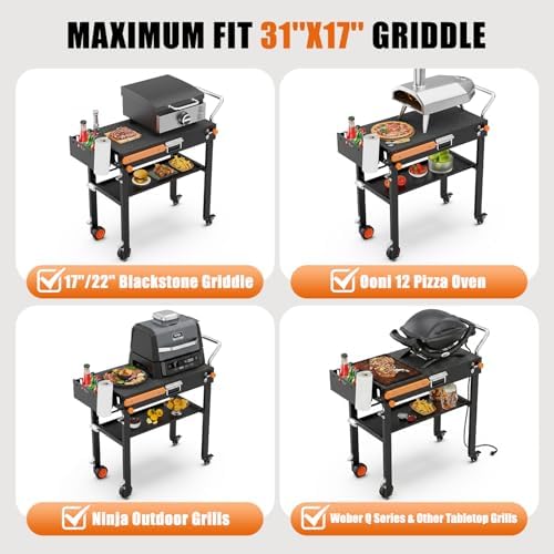 Portable Outdoor Grill Table for Blackstone 17" or 22" Griddle Stand