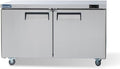 ICECASA 60" W Commercial Refrigerator Worktop Undercounter Refrigerator Double Door Stainless Steel Counter Fan Cooling Refrigerator 16.4 Cu.ft for Restaurant, Bar, Shop, etc
