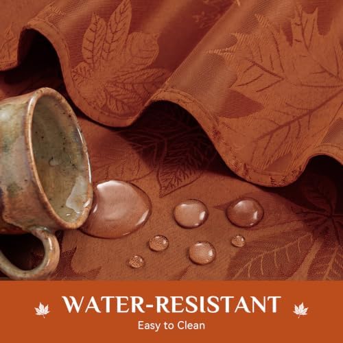 Softalker Fall Jacquard Rectangle Tablecloth, 60 x 144 Inch Rust