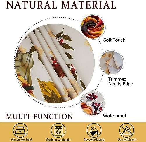 Fall Thanksgiving Double Border Decoration Tablecloth, Sunflower & Pumpkin Harvest Tablecloths Waterproof Table Cover for Dinner Kitchen Party Holiday Decorations, Oval 60 x 120