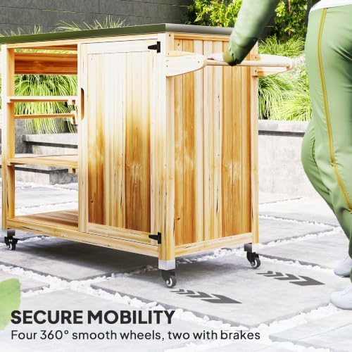 Outsunny Outdoor Grill Cart, Storage Cabinet, Outdoor Kitchen Island