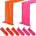 6 Pcs Hot Pink and Orange Cheesecloth Table Runners 118"