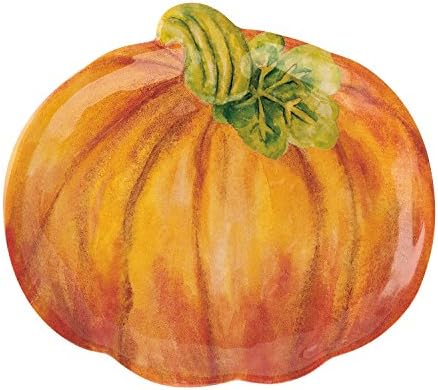 Supreme Housewares Pumpkin-Shaped Melamine Plates - Fall Harvest Theme, BPA-Free, Dishwasher Safe, for Appetizers, Dessert, Snacks, and Thanksgiving, Orange, 7.875 x 7 Inch, Set of 4