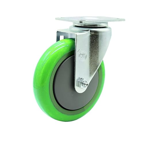 Service Caster Brand Replacement Caster for Uline Caster H-5540S-Swivel Top Plate Caster with 5 Inch Green Polyurethane Wheel-Light Duty Replacement Caster-Fit Carts, Dollies and Poly Box Truck H-3840