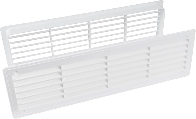 Repa Market 18" x 5" Inch (Outer Size) White Plastic Louvered Door Vents for Interior Doors – 2 Sided Two Way Door Air Return and Intake Cover – Door Air Vent Grille Rectangular Door Vent