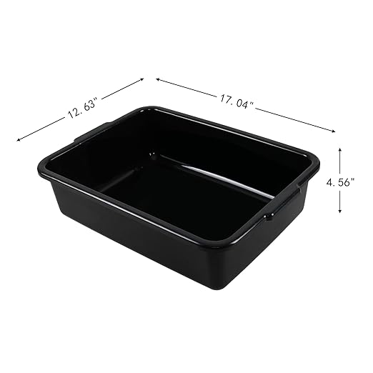 13 L Commercial Bus Tubs, Plastic Commercial Utility Bus Bin, 4 Packs, Black