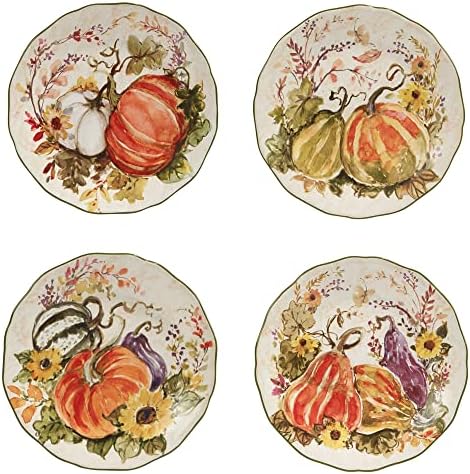 Certified International Harvest Morning Salad/Dessert Plates, Multicolor, Medium, Set of 4
