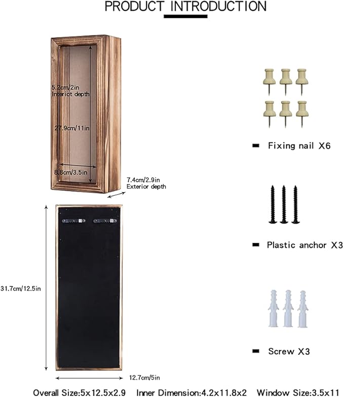 Freezing point Shadow Box Frame 5x12.5 Flower Shadow Box Pin Display Case Cabinet Picture Frame with Linen Back Memorabilia Awards Medals Badge Bouquet Wedding Memory Box for Keepsakes Long