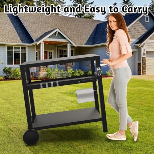 Outdoor Grill Cart for Blackstone Griddle, Pizza Oven Table for Ninja