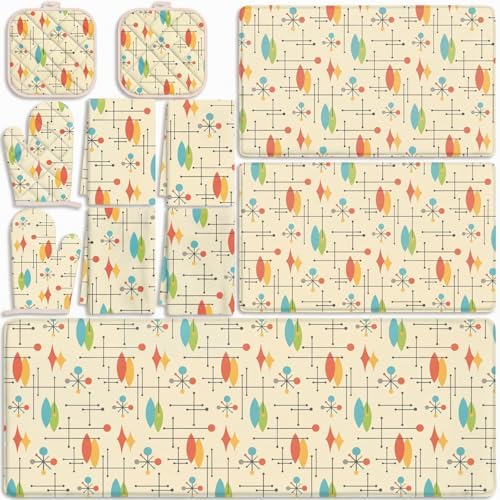 11 Pcs Mid Century Modern Kitchen Decor Set, Mid Century