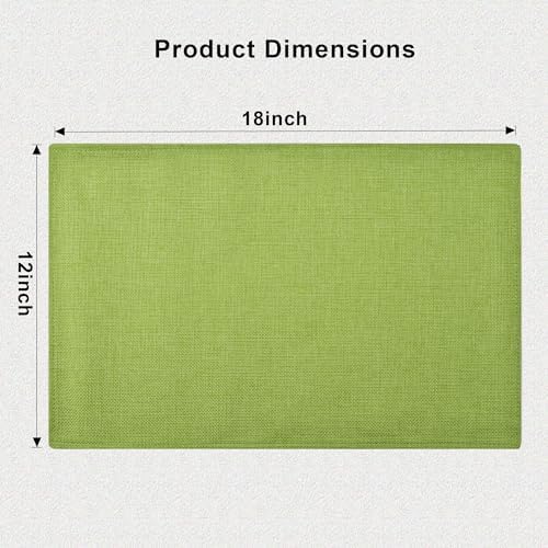 SLKQG Green Faux Linen Placemats Set of 8, Heat Resistant Washable Double Layer Cloth Place Mats for Dining Table, Wrinkle Resistant Linen Textured Farmhouse Kitchen Decor (8, Green)