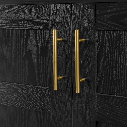 KEIKI 77" Arched Kitchen Pantry Cabinet with Glass Doors, Black