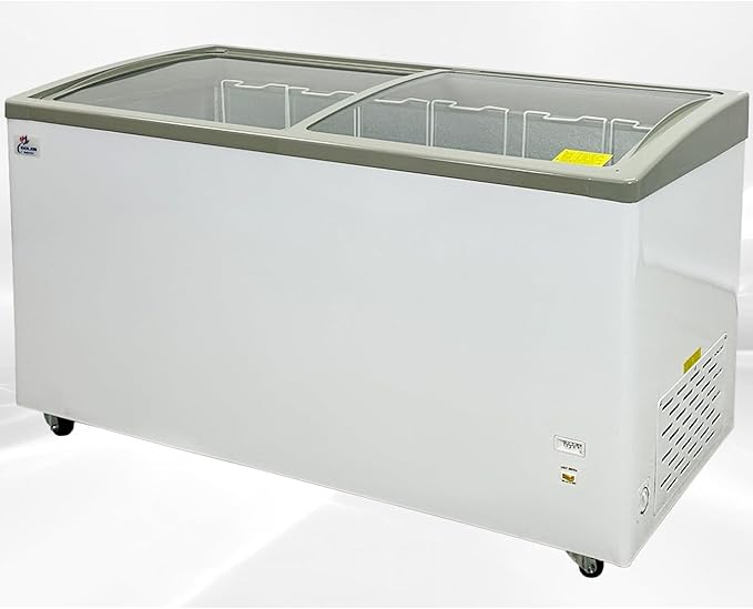 Chest Freezer Glass Door sliding Commercial Ice Cream Freezer 60" White Stand Alone Curve Display Top w Storage Baskets 17 Cu.FT sd551s