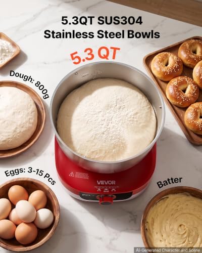 VEVOR 5.3 Qt Electric Dough Maker 500W Stand Mixer