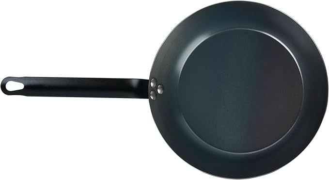 Restaurantware-Met Lux 10 Inch Fry Pan, 1 Lightweight Frying Pan - Induction-Ready, Triple-Riveted, Black Carbon Steel Cooking Skillet, Durable, For Searing, Sauteing, And Browning Food
