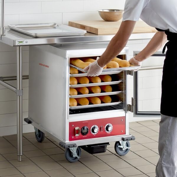 Undercounter Half Size Insulated Heated Holding and Proofing Cabinet, 120V, Clear Door, 11-Pan Capacity, Red/Silver, 22.7x33.2x31.6 Inches