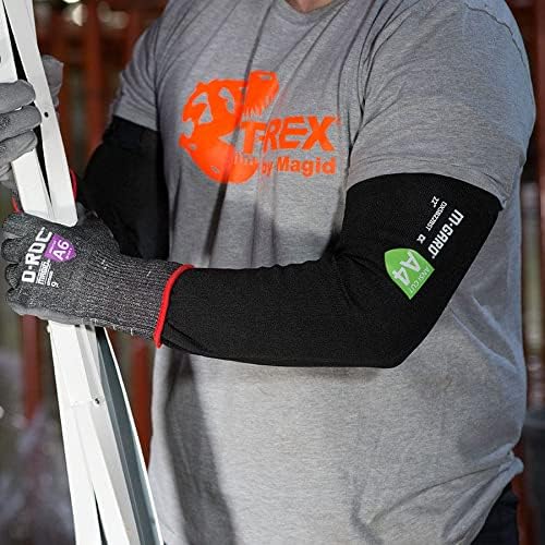 MAGID Cut Resistant Protective Arm Sleeves with Thumb Slot, 10 Pair, Black I Thumbslot: Yes, 22"