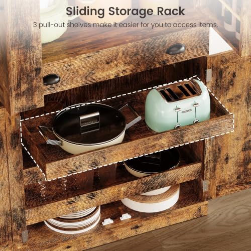 IRONCK 72" Kitchen Pantry Cabinet with Drawer and Sliding Racks