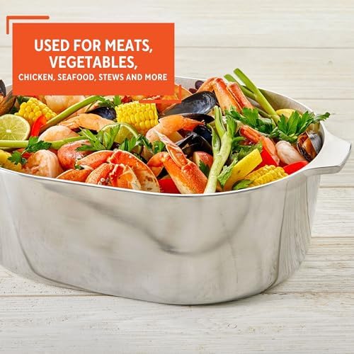 IMUSA 13 Inch Cajun Cast Aluminum Oval Roaster with Lid for Vegetables