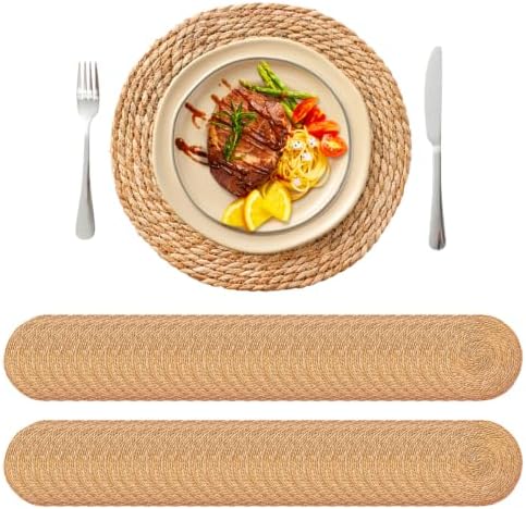 13.8'' Round Woven Placemats Set of 60, Boho Wicker Chargers, Terrekraft