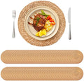13.8'' Round Woven Placemats Set of 60, Boho Wicker Chargers, Terrekraft