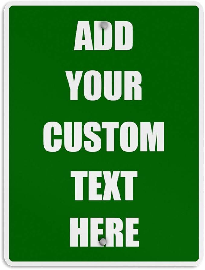 Aluminum Weatherproof Metal Sign Multiple Sizes Custom Personalized Text Here Green White Directions Vertical Street 9x12Inches