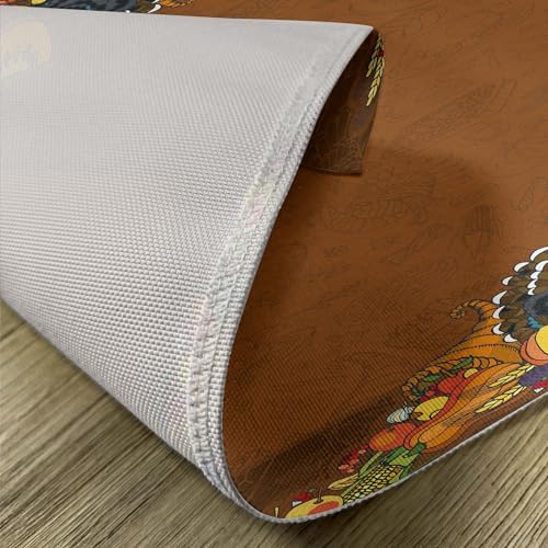 Ambesonne Thanksgiving Place Mats Set of 8, Basket Harvest Pumpkin Turkey Apple Pie Fruit Vegetables Desert Dinner, Washable Fabric Placemats for Dining Table, Placemat 8 pcs, Cinnamon Marigold