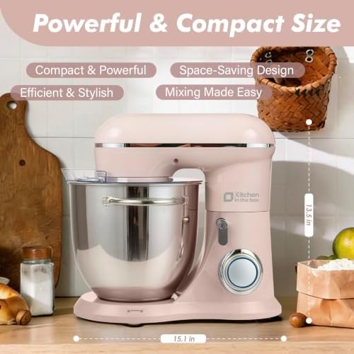 Kitchen in the box 6.5 QT Stand Mixer, 10-Speed Electric Mixer (Pink)