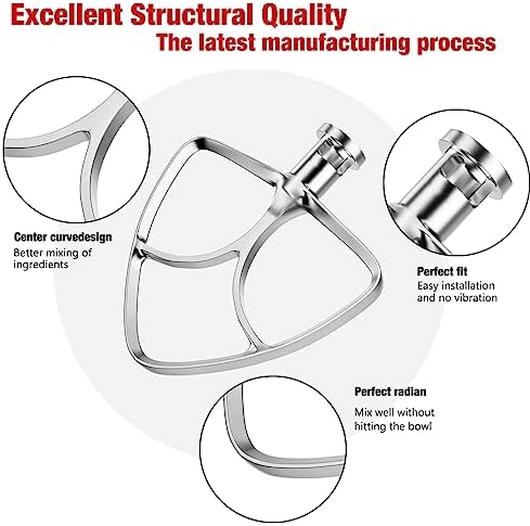 4.5-5QT Stainless Steel Flat Beater for KitchenAid Stand Mixer