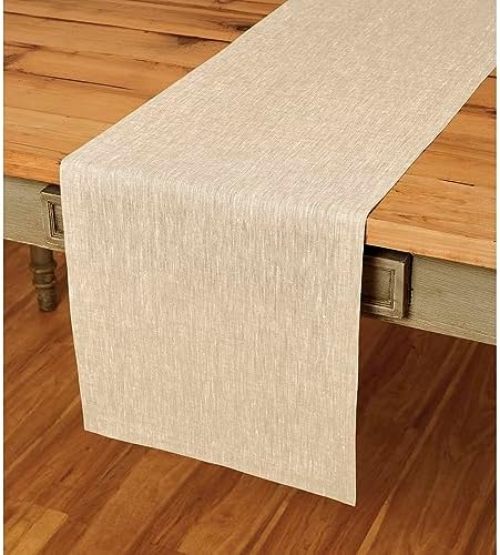 Solino Home 100% Pure Linen Table Runner Beige Long, Athena 14 x 144 in