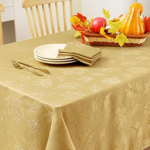 Smiry 60x84 Inch Thanksgiving Jacquard Rectangle Table Cloth for Fall
