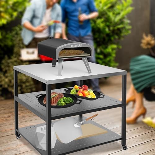 Mimiuo 31.5" Square Pizza Oven Stand, Stainless Steel Modular Table