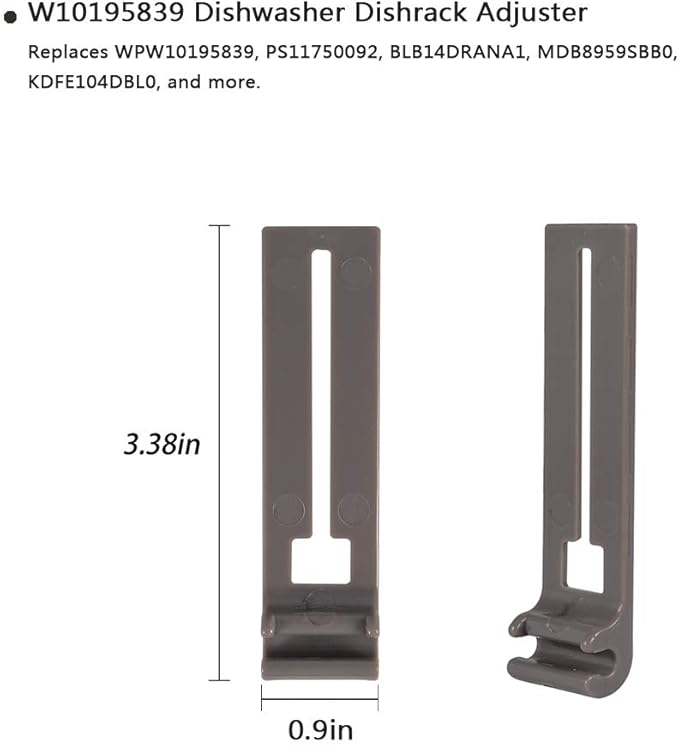 Dishwasher Top Rack Parts W10350376 & W10195840 & W10195839 for Kenmore Elite 665 Dishwasher, Whirlpool Dishwasher, wdt730pahz0, Replace W10350374, W10712394 (6 Packs)