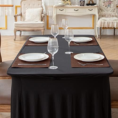 Cloth Placemats Set of 8, Linen Type Fabric Placemats Machine Washable Heat Resistant Placemats Wrinkle Free Thick Polyester Kitchen Place Mats for Dining Table (Dark Brown)