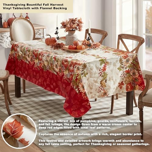 Newbridge Bountiful Fall Harvest 52 x 70 Inch Rectangle Vinyl Tablecloth